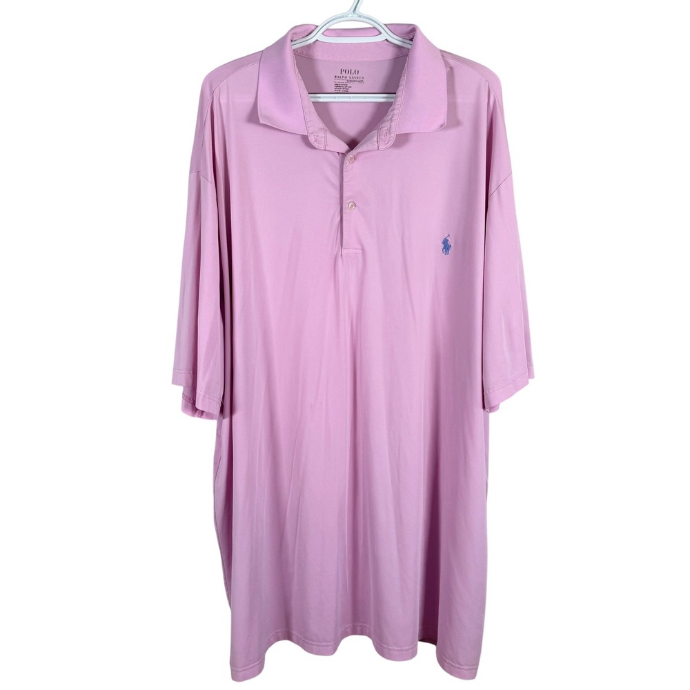 Polo Ralph Lauren Performance Polo Mens 3XLT Pink Blue Pony Short Sleeve read